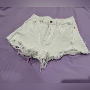 White ripped shorts, Size S , wore once, no tags